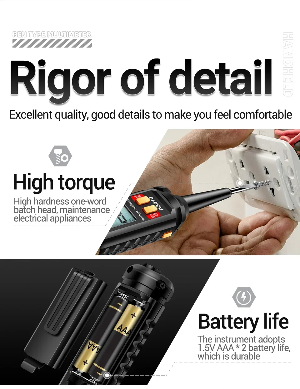 Digital-Multimeter-Tester-Stift ANENG M118A +A3010 Kit True RMS 6000/4000 Counts Auto-Ranging AC/DC Transistor-Spannungsprüfer Werkzeuge – Detail 24