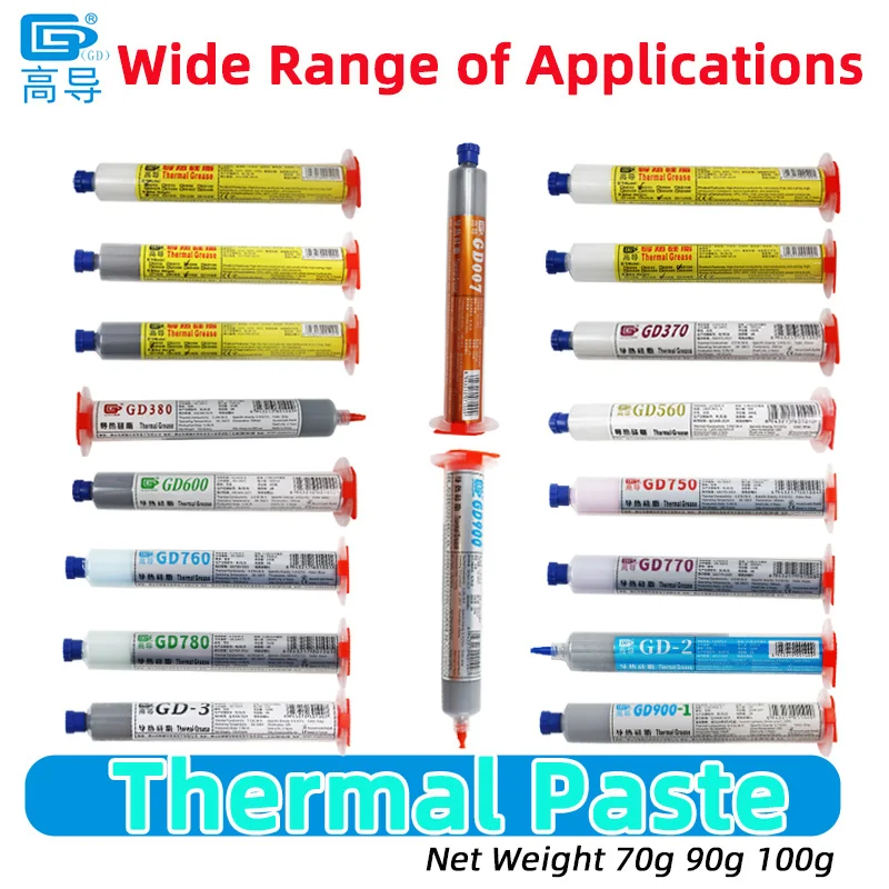 Net Weight 70/90/100 for CPU GD900 GD007 Thermal Grease Paste Plaster Heat Sink Compound  GPU LED Printer Cooling Cooler HT