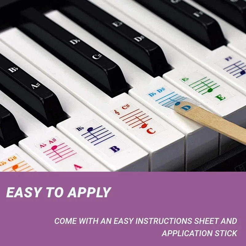 

Piano Keyboard Stickers for 37 49 54 61 88 White and Black Keys Music Electronic Piano Keyboard Note Stickers