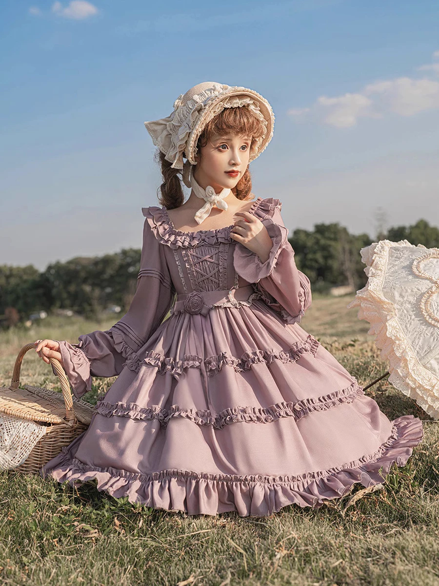 

Japanese Sweet Princess Cla Gentle Autumn/winter Long Sleeve Lolita Dress Cute Loli Sweet Dress