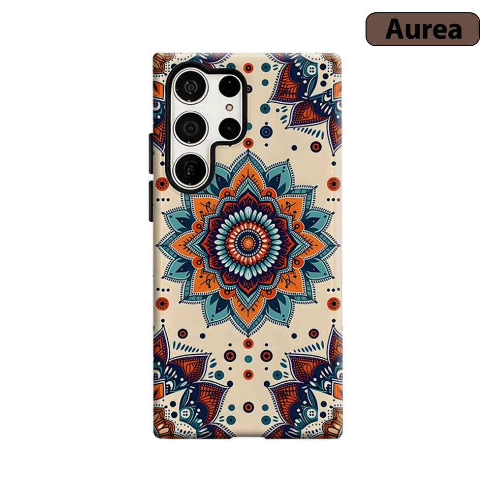 Boho Sunflower Mandala Phone Case for Samsung Galaxy S26 S25 Ultra S24 S23 Ultra Plus Shockproof Double layer tough Back Cover