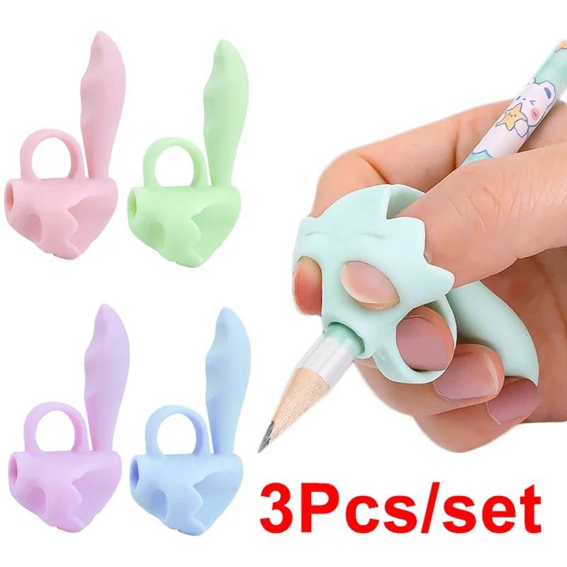 3Pcs Children's Writing Posture Pen Holder Soft Silicone Pencil Holder for Kids Learning Aid Grip Posture Correction Stationery