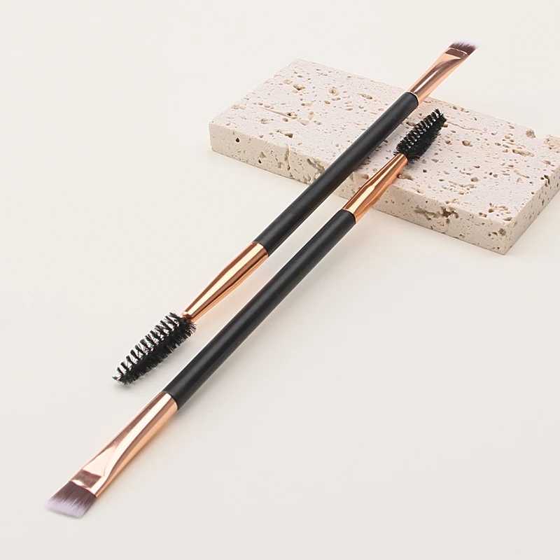 Double Ended Eyebrow Brush Spoolie Brush and Angled Brow Brush Eyelash Brush for Eye Makeup