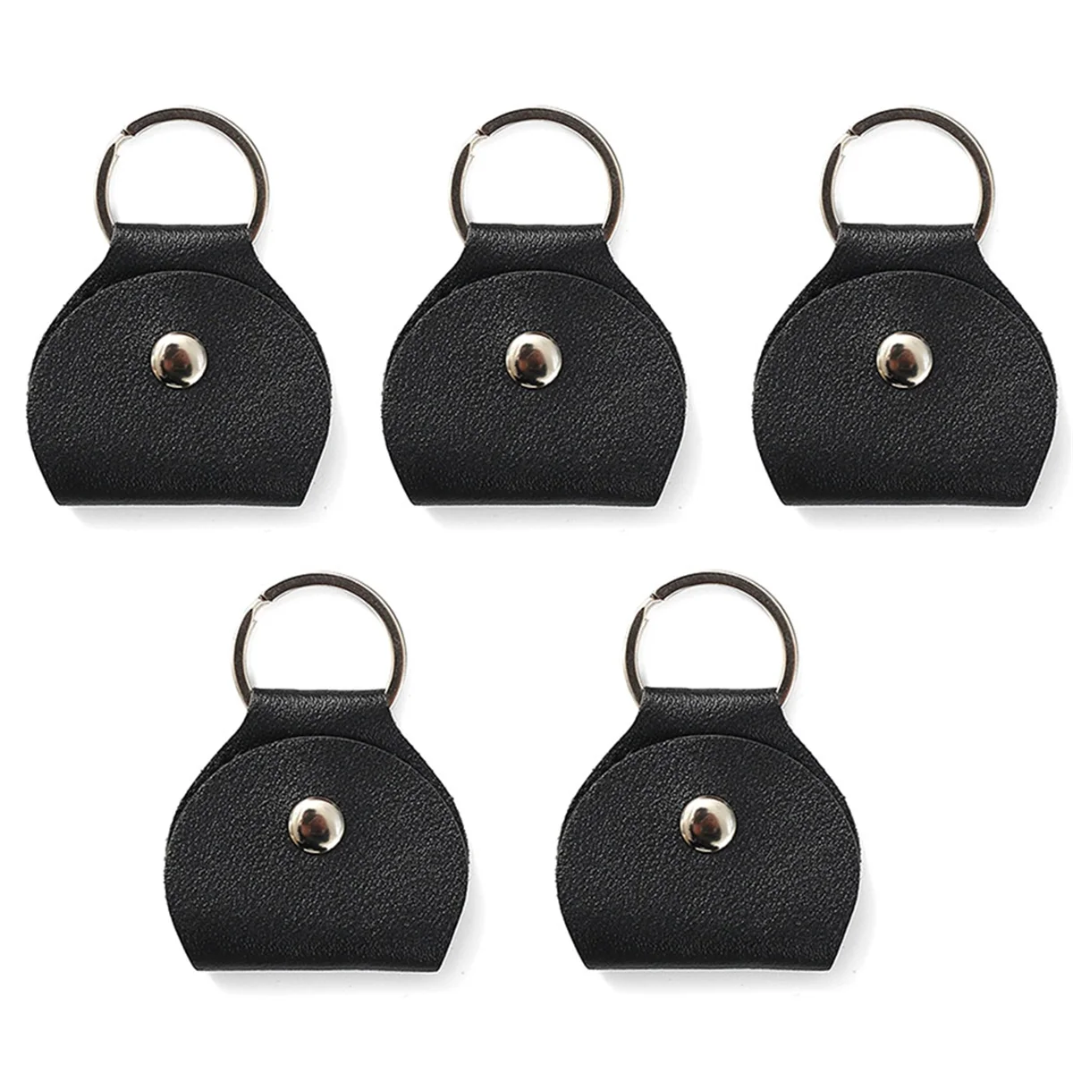 

5X Guitar Pick Holder Keychain, Guitar Pick Holder Bag, Plectrum Key Fob Cases Bag, Gift for Guitar Players Black