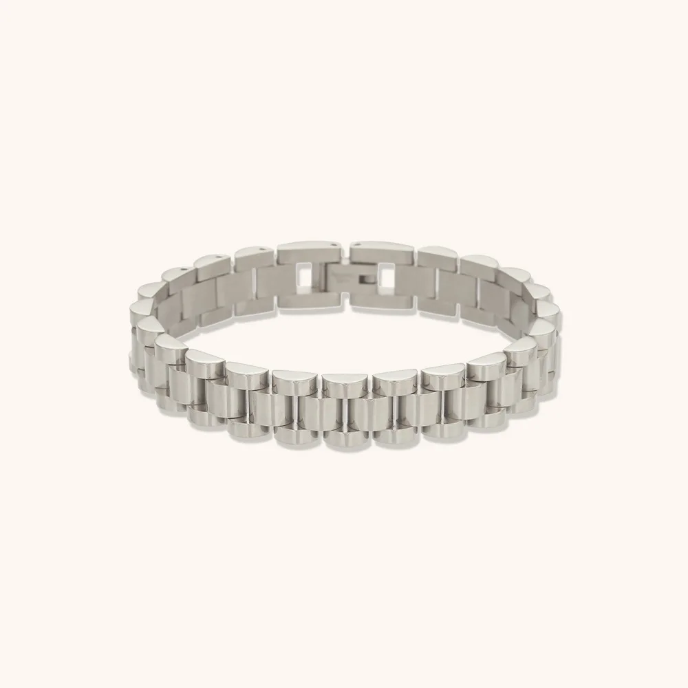 INS Edelstahl-Uhrenarmband 10mm Silberfarben Titanstahl Herrenarmband Hip-Hop Mode Schmuck Accessoires – Detail 7