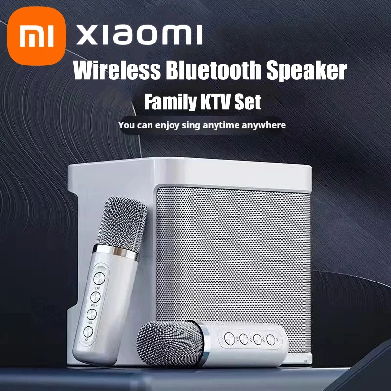 Xiaomi 10W Powerful Wireless Portable Dual Microphone Karaoke Machine Outdoor Family Party Home KTV Karaoke Subwoofer Boom Box