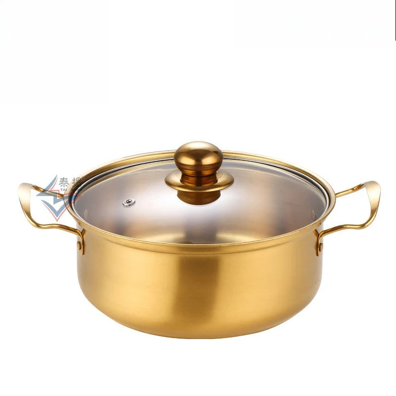 yjq Stainless Steel Golden Instant Noodle Pot Household Instant Noodle Soup Pot Korean Ramen Pot