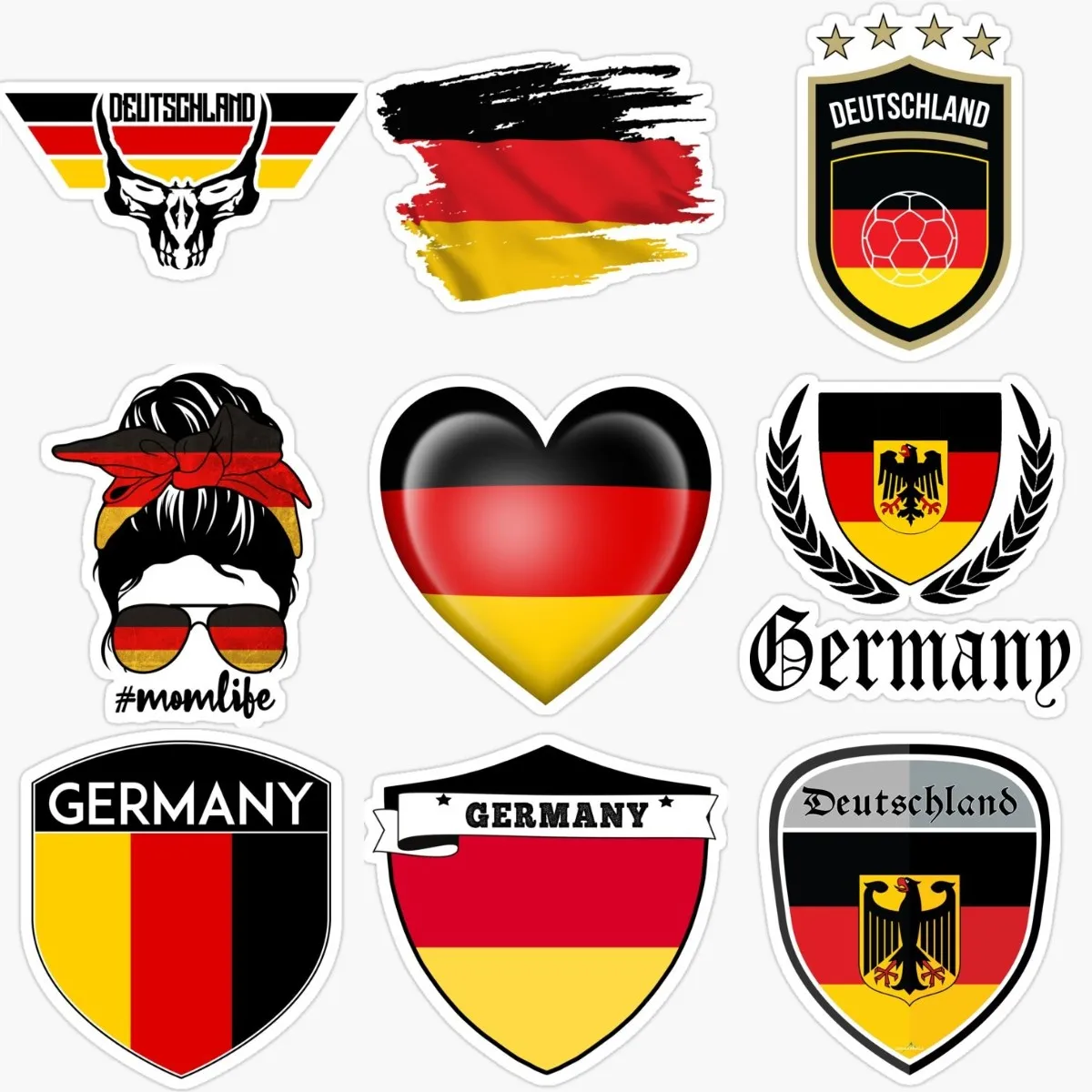 D Germany Deutschland Flag Emblem Creative PVC Sticker for Decorate Car Motorcycle Helmet Camper Truck Bicycle Off-road Wall