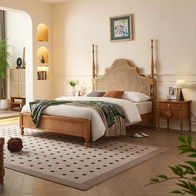 Modern Luxury Solid Wood Bed Frame for Bedroom Latest Design in King Queen & Double Sizes for Home Use Kuwait UAE