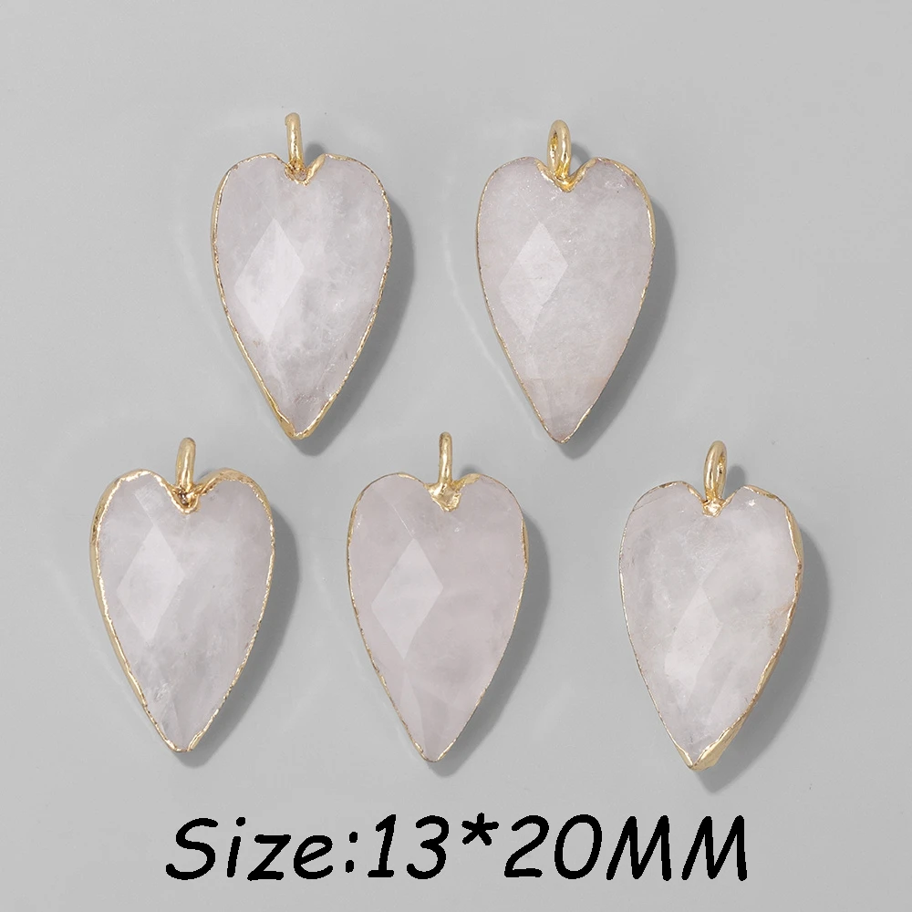 2Pcs Shiny Labradorite Heart Shape Pendants for DIY Jewellery