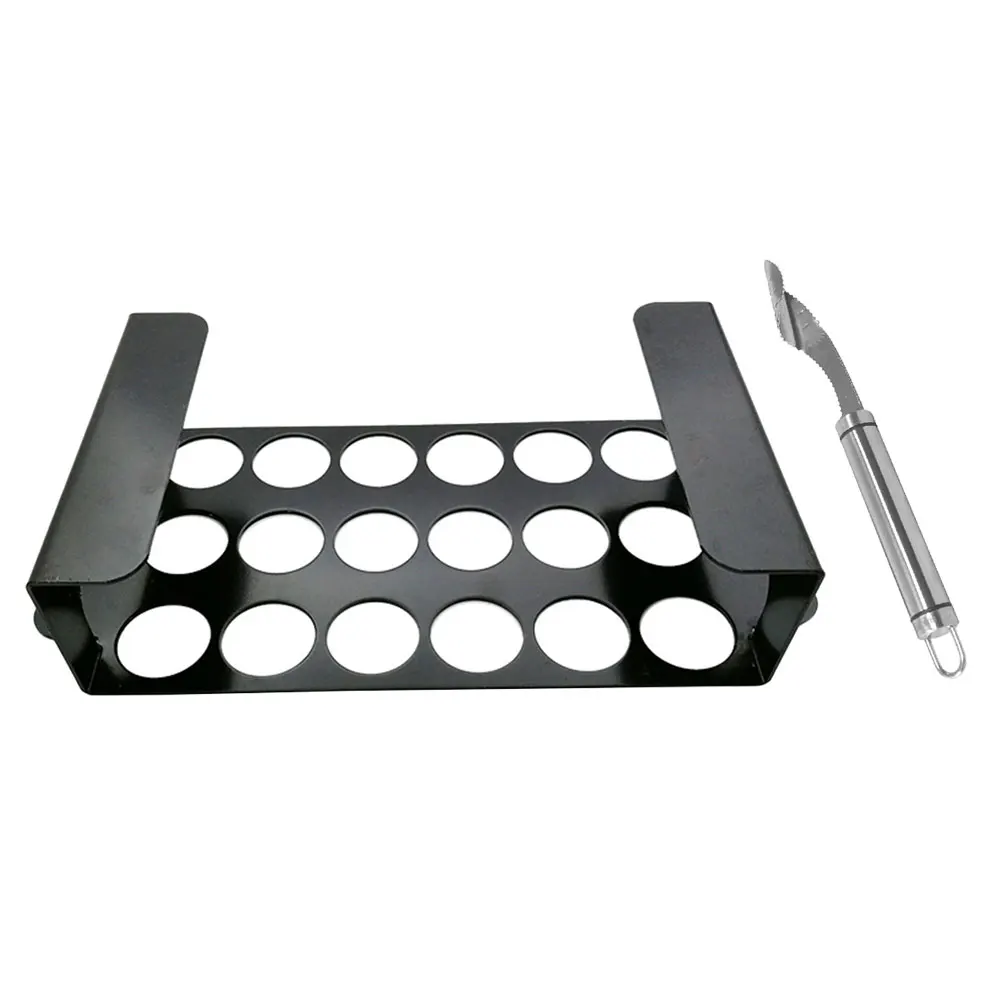 

18 Holes Black Non Stick BBQ Grill Rack Chicken Legs Stainless Steel Pepper Corer Tool Lightweight Outdoor Camping
