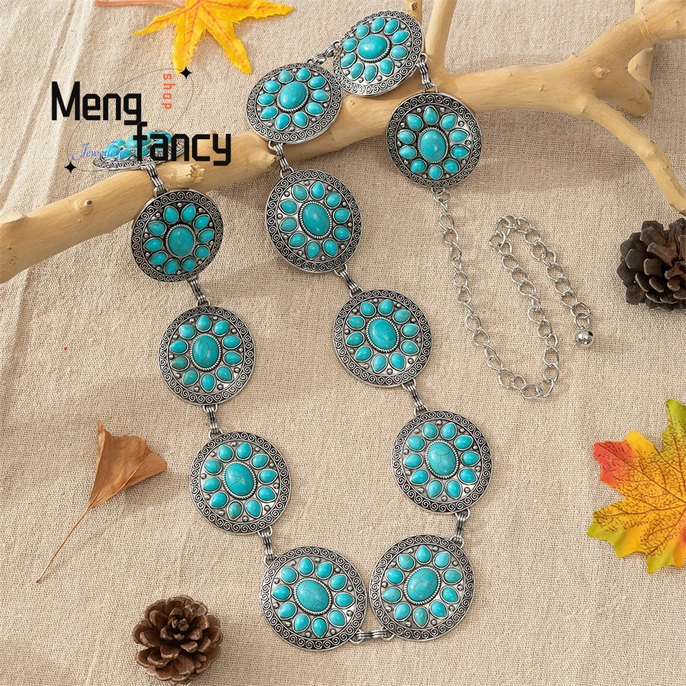 

High-Grade Bohemian Ethnic Style Handmade Jewelry, Waist Chain, Belt, Turquoise Exquisite Handicraft Fine Jewelry Best Selling
