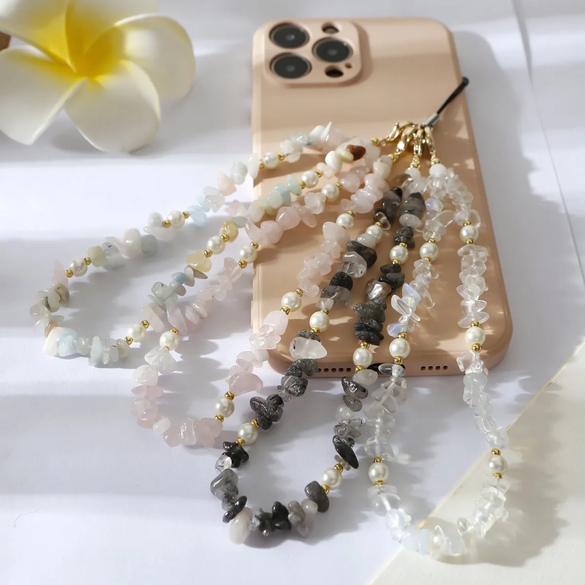 Fashion Gravel Mobile Phone Chain Classic Beaded Phone Strap Lanyard Hanging Chain For Women Girls Anti-Lost Jewelry Accessories