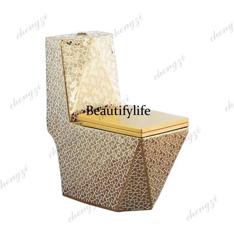Household flush gold ceramic toilet Siphon water-saving European hotel club toilet