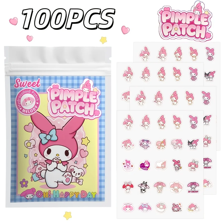 100PCS Melody Cartoon Acne Patch Offers a Light, Breathable and Comfortable Covering Effect
