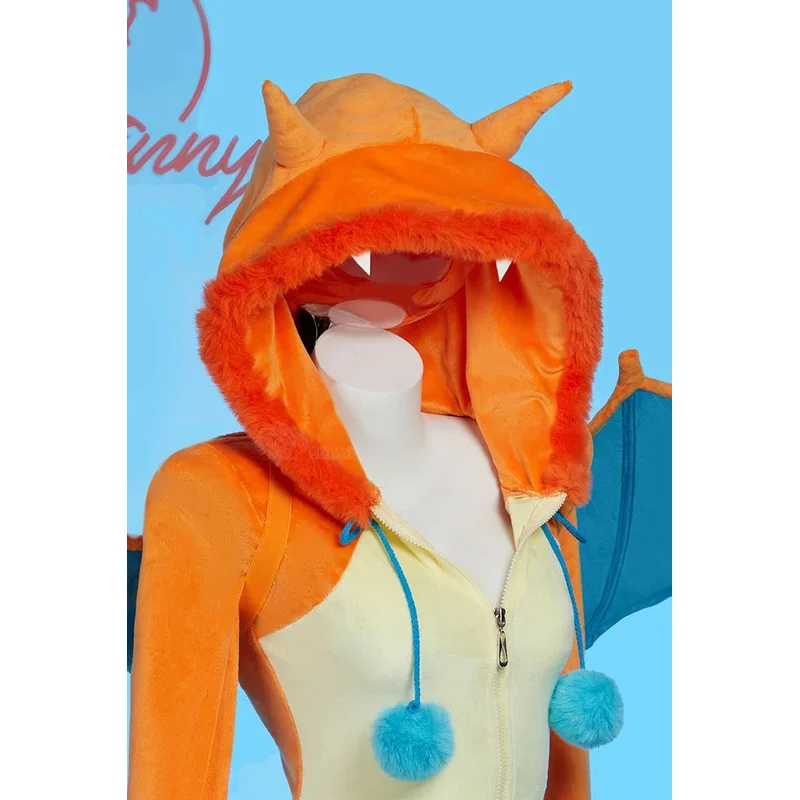 Новый аниме Charizard 2029, карнавальный костюм на Хэллоуин, Рождество, ролевая вечеринка, S-XL, сексуальный и милый комбинезон с хвостом и крыльями