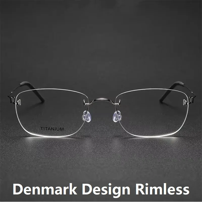 Danimarca Air Titanium Square Rimless Glasses Frame 297 Ultralight Men Screwless Rim montature per occhiali Eyewear Business Oculos nuovo