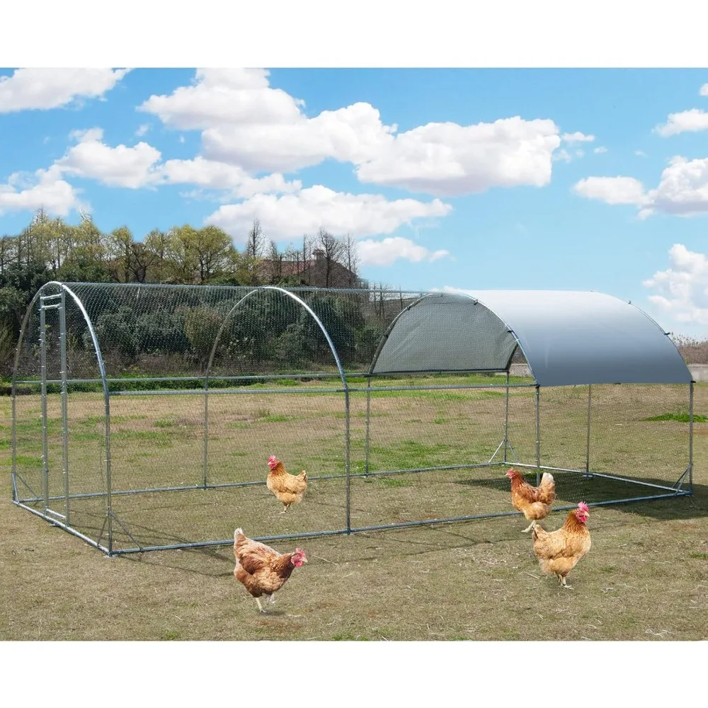 

Large Metal Chicken Coop, Walk-in Poultry Cage Galvanized Hen Playpen House Dome Shaped Coop with Waterproof and Anti-Ultraviole