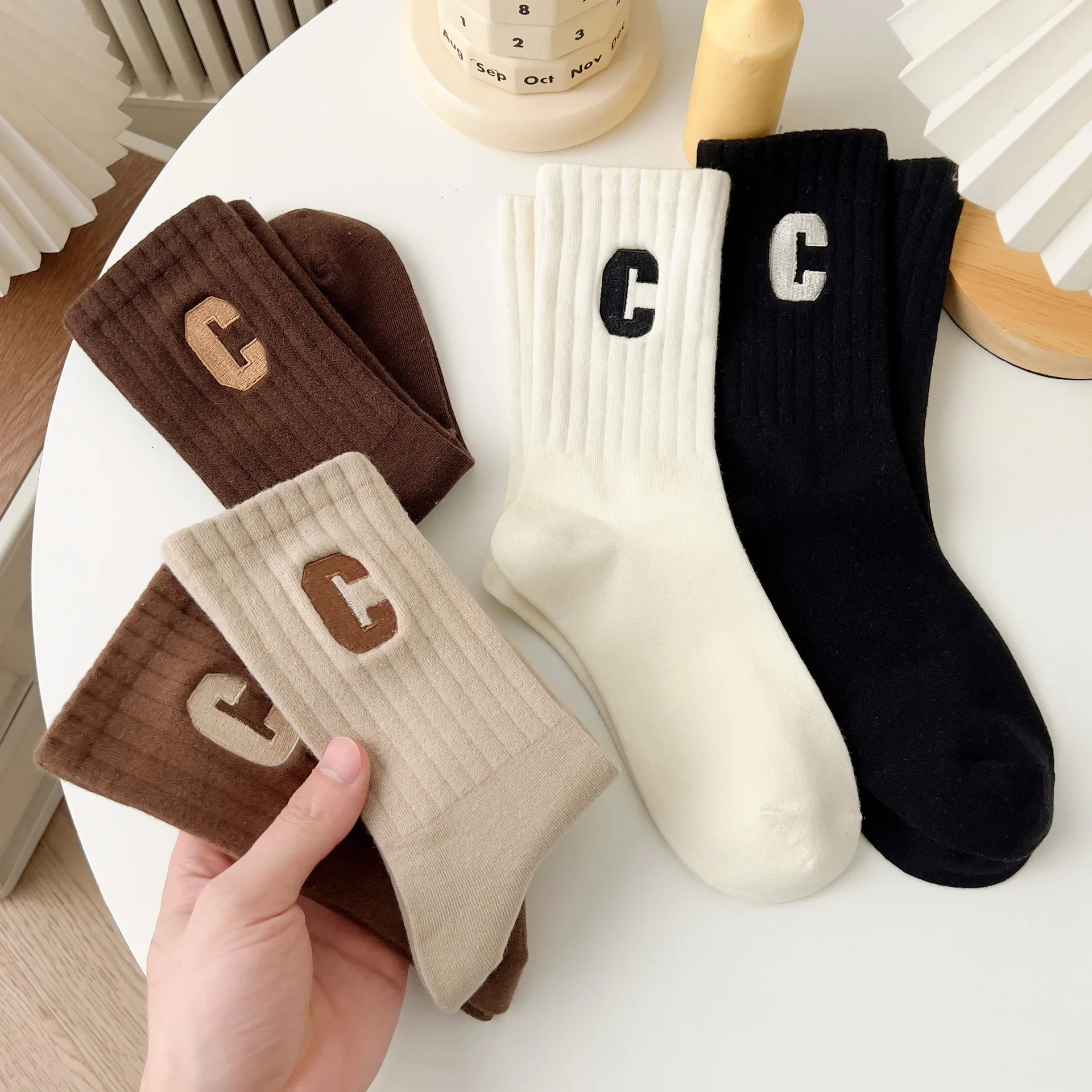 Luxury Women Cotton Socks Warm Winter Thin Catton Casual Japanese Fashion Solid Color Comfortable Home Sock Long High Quality