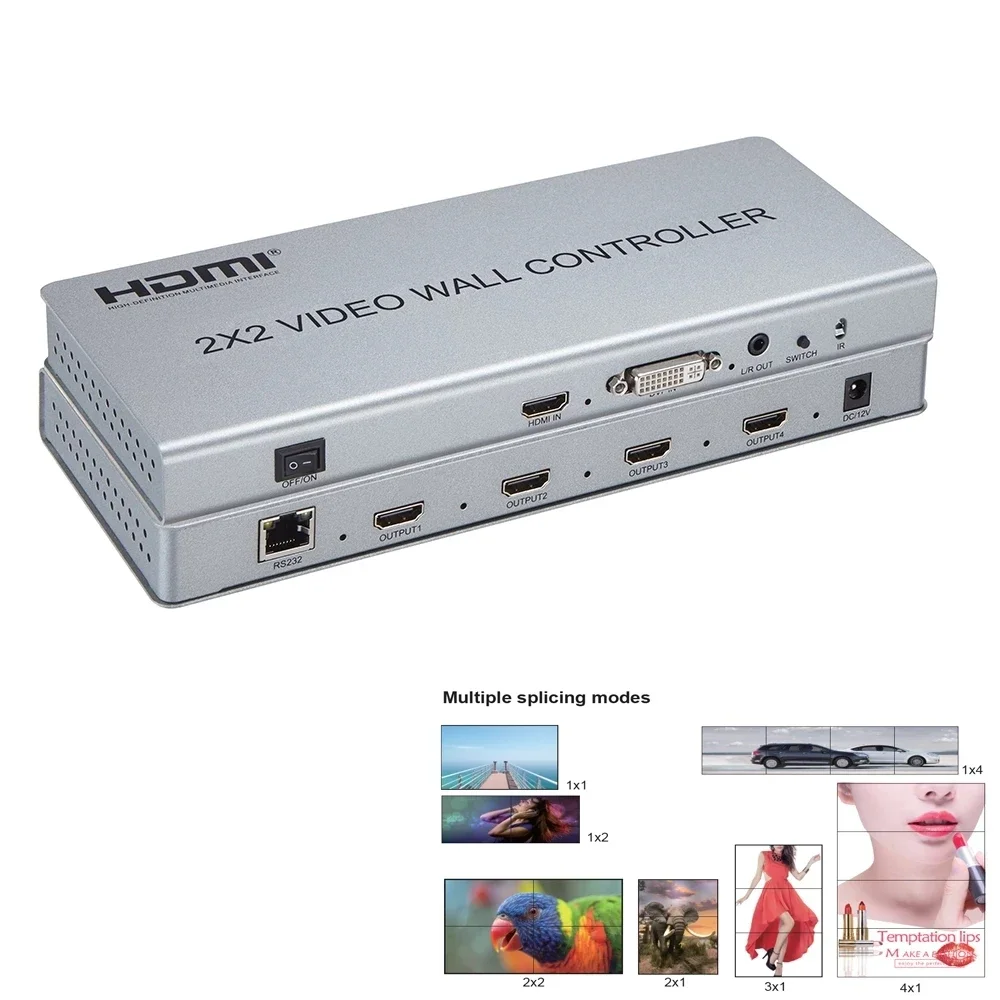 

1080P DVI HDMI Video Wall Controller 2x2 TV Wall Splicing Processor 1x2 1x4 2x1 3x1 4x1 4 Screen Stitching Splicer Can 180 Flip