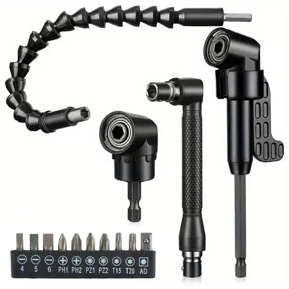 Drill Bit Extension Adapter 105 Degree Right Angle Screwdriver Attachment Flexible Shaft Power Tool For Tight Corners