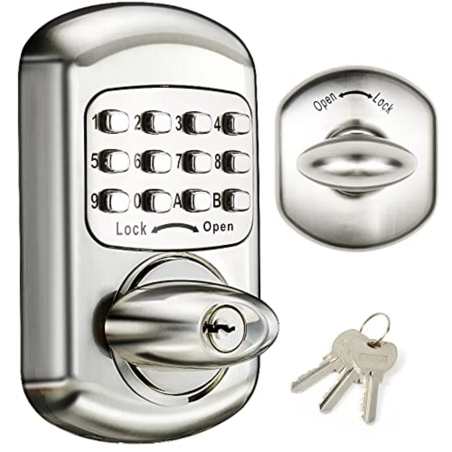 

Keyless Entry Keypad Deadbolt - Digital and Mechanical Door Lock No Low Power Risk