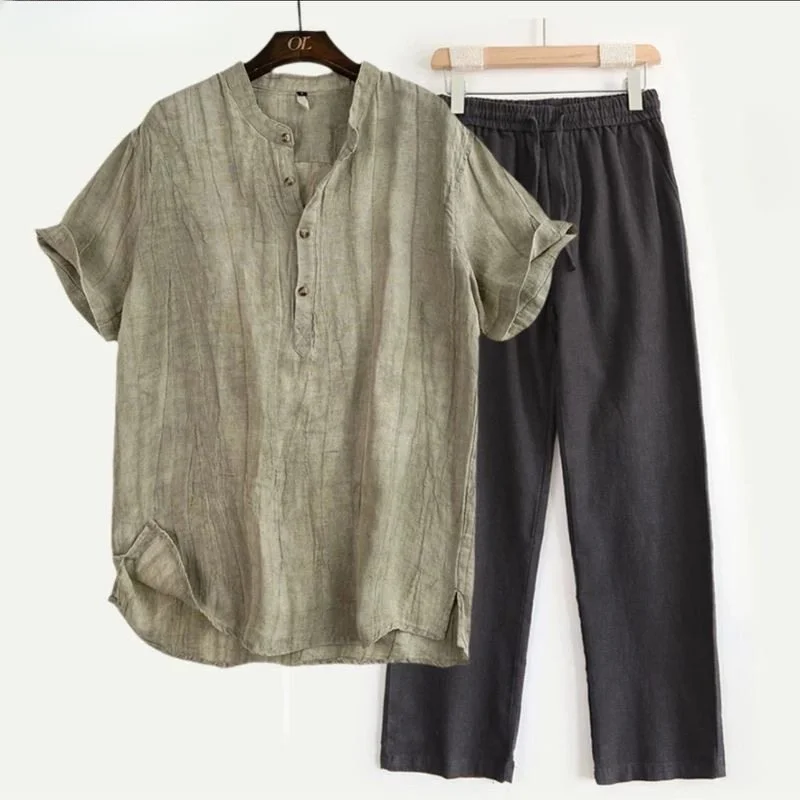 Khaki top + black pants