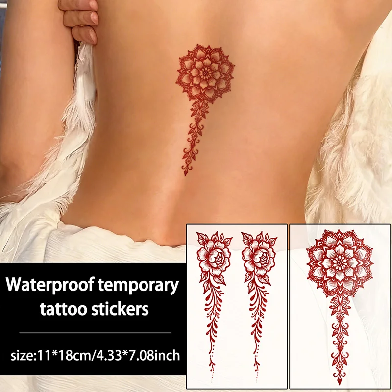 

Elegant Henna Temporary Tattoo Sticker, Long-lasting and Waterproof, Ramadan and Weddings Fake Tattoos for Women, For Arm, Leg.