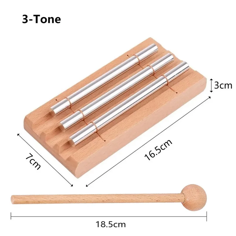 7 Tone Wooden Meditation Chime –  Solid Wood Base,with Mallet, 440Hz, Clear Ringing, for Mindfulness & Classroom