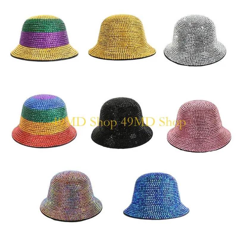 

49MD Универсальная панама-ведро с бриллиантами и стразами, рыбацкая шляпа с широкими полями