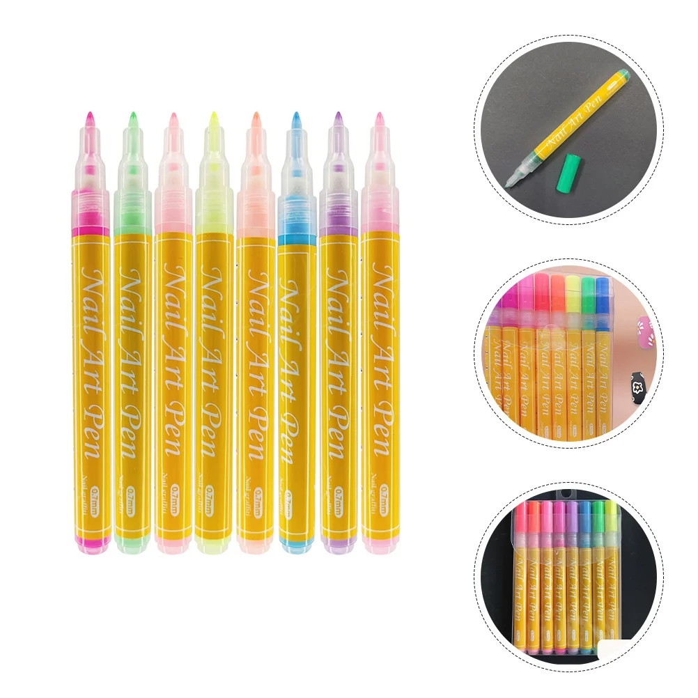

8Pcs Nail Art Pens Colored Dotting Graffiti Pen Set DIY Manicure Painting Nail Markers Beauty Tools Manicure Marker