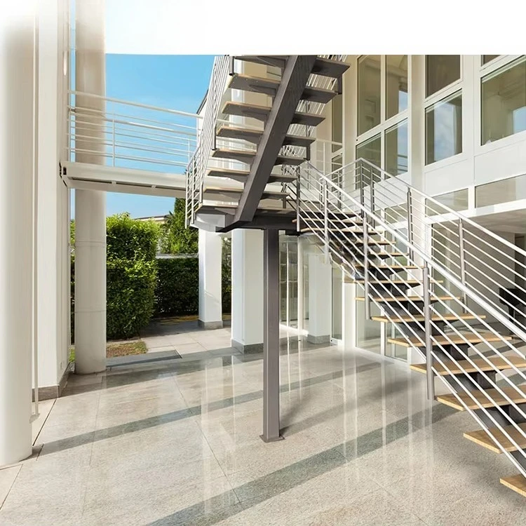 Original mono stringer stairs, loft stairs, indoor floating stairs, well-designed straight steel stairs