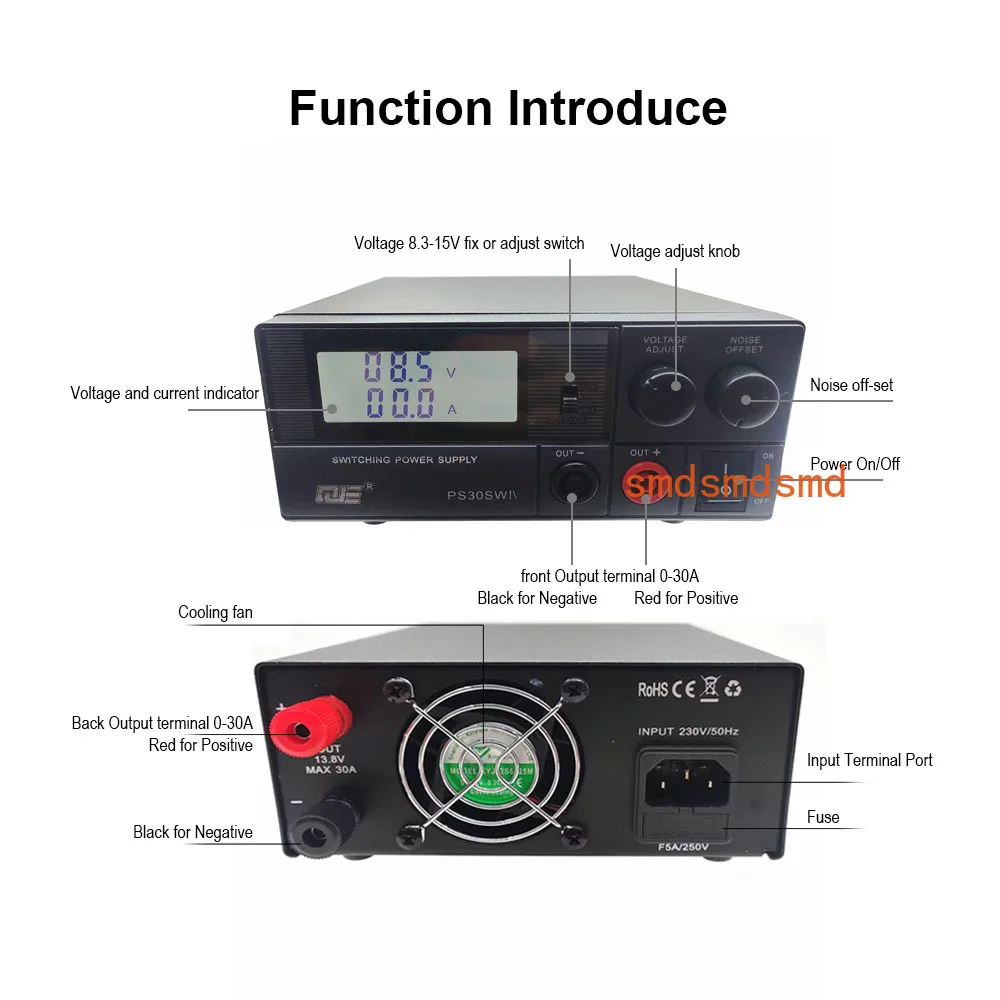 PS30SW IV Mobile Radio Indoor Power Supply For TYT TH-9800 TH-7800 MD-9600PLUS TH-8600 Xiegu G90 Walkie Talkie