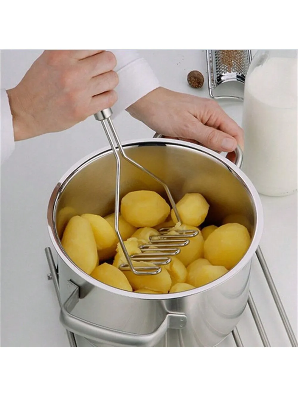 1PC Stainless Steel Potato Masher, Wave Potato Masher, Kitchen Gadgets