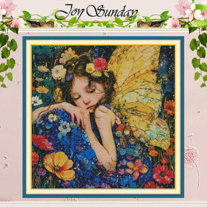 

Flower Sprite Patterns Counted Cross Stitch Set DIY 11CT 14CT 16CT HD Stamped DMC Cross-stitch Kit Embroidery Needlework Crafts