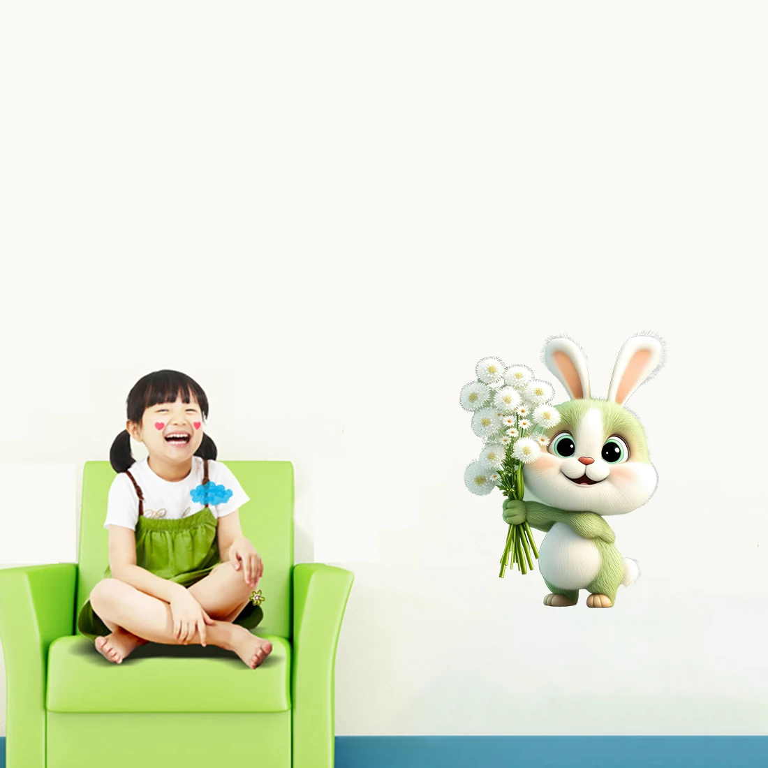 Three Ratels NHD5 Cute cartoon rabbit,high-quality PVC self-adhesive wall sticker  waterproof ceramic tile sticker