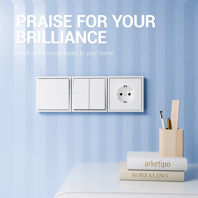 Europäischer Standard 80*80mmPC Panel One-Position-Schalter Wandschalter 10A One-Position Single Control Dual Control