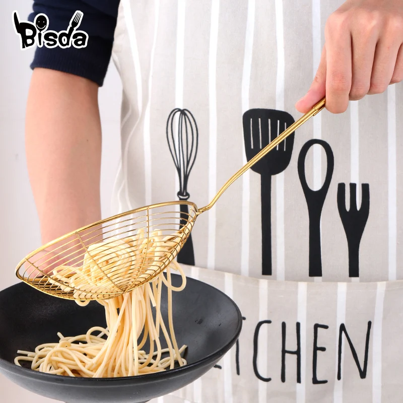 Oval Skimmer Hot Pot Fried Food Filter Colander Stainless Steel Leak Spoon Noodle Strainer Cookware Kitchen Strainer Baking Cook