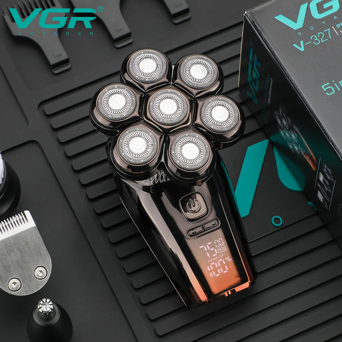 VGR 327 เครื่องโกนหนวดไฟฟ้า 5-in-1 เครื่องโกนหนวดมัลติฟังก์ชั่น USB Body Wash Hair whitening clipper