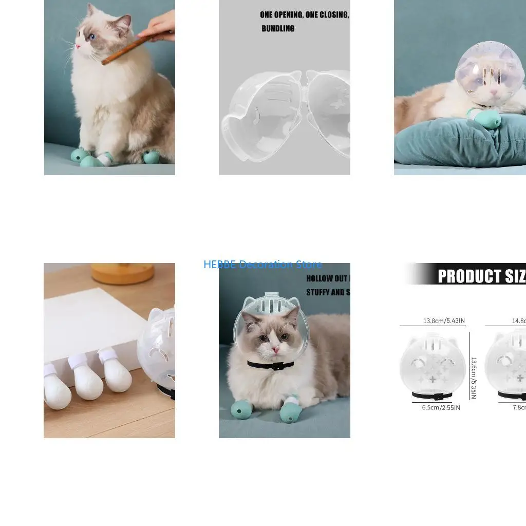 B0KC Ventilated Cats Muzzle Prevents Biting Licking Scratch Proof Easy Maintenances Face Coverage Mask for Pet Grooming Tasks
