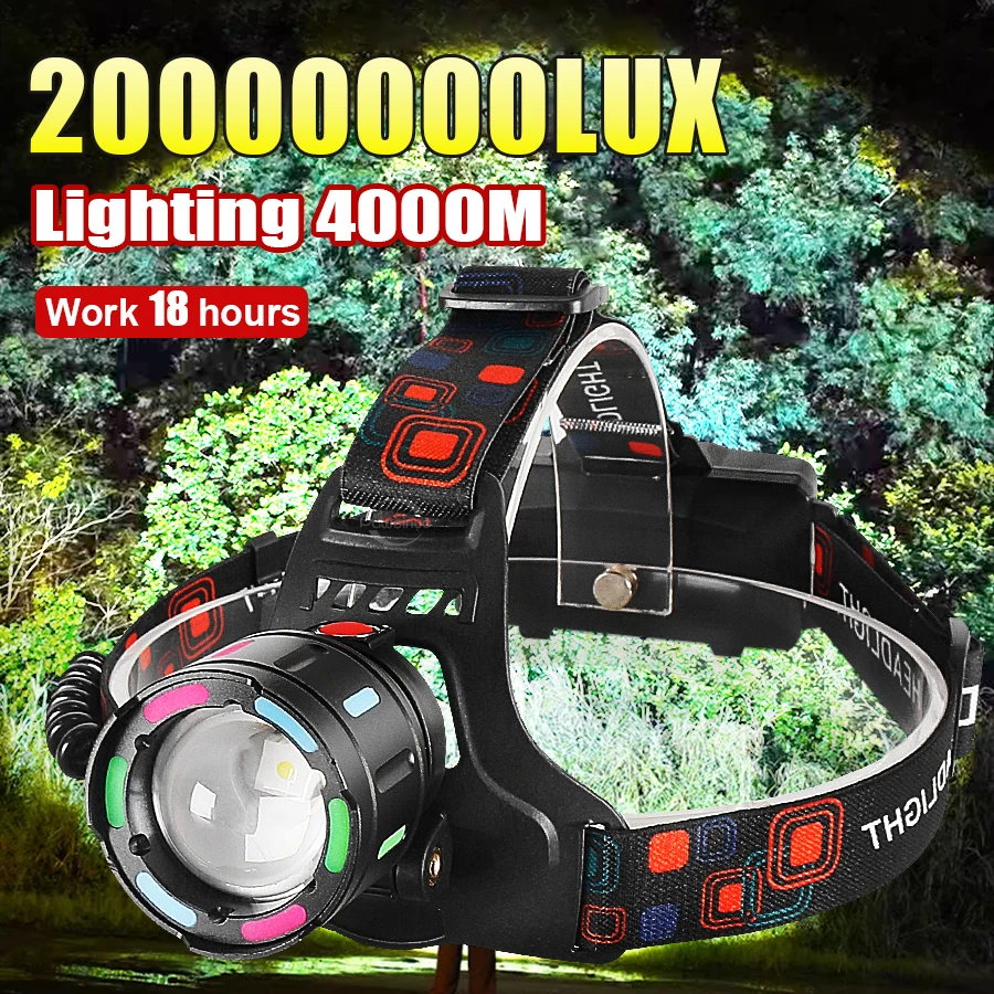

Rechargeable LED Front Flashlight Powerful Headlight Super Bright Waterproof Head Torch Fluorescent Light Outdoor Fishing Lamp