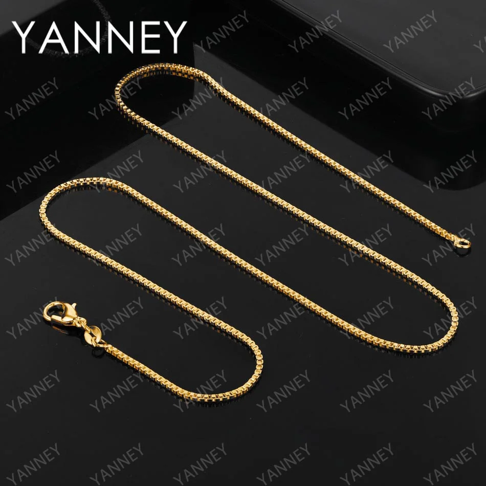 Charm 18K Gold Jewelry 1MM 16-30 Inches Box Chain Necklace For Women Men Fashion Party Favors Wedding Accessories