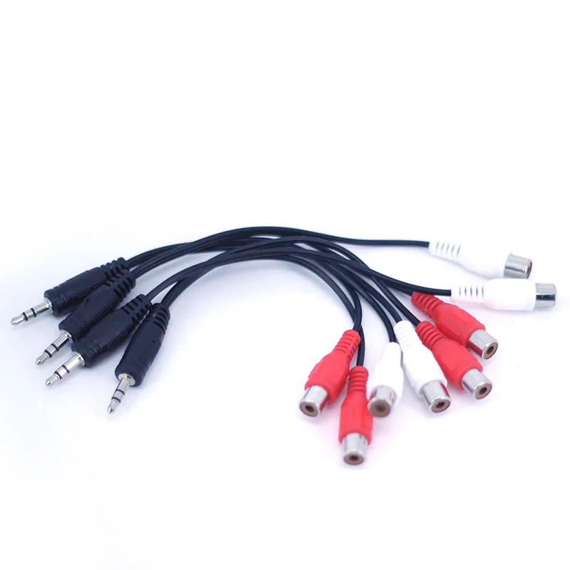 18cm Dual RCA Audio Cable to 3.5mm Stereo 3pole Jack Male to 2 RCA Female plug connector RCA Converter Adapter red black W1