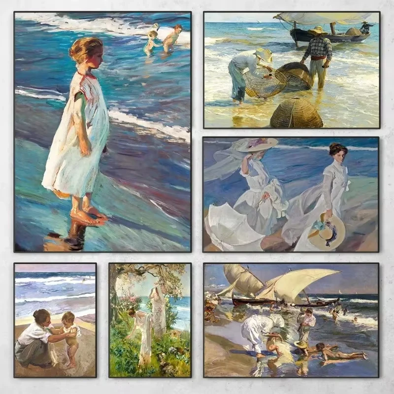 Pósteres e impresiones de Joaqun Sorolla español, arte de pared HD, cuadro en lienzo, pintura para sala de estar, decoración del hogar
