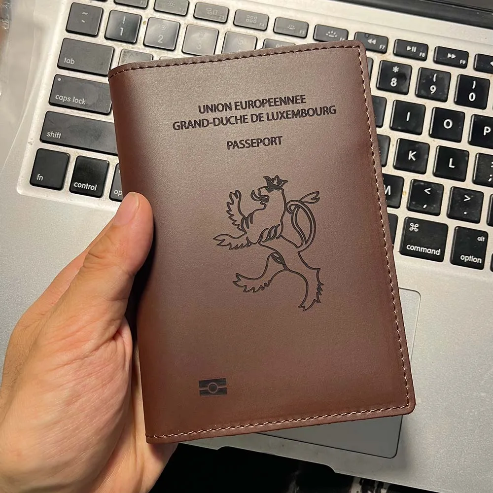 Full Genuine Leather Luxemburg Passport Cover Cowhide Leather Luxembourg Passport Checker Holder Travel Wallet  Accessories