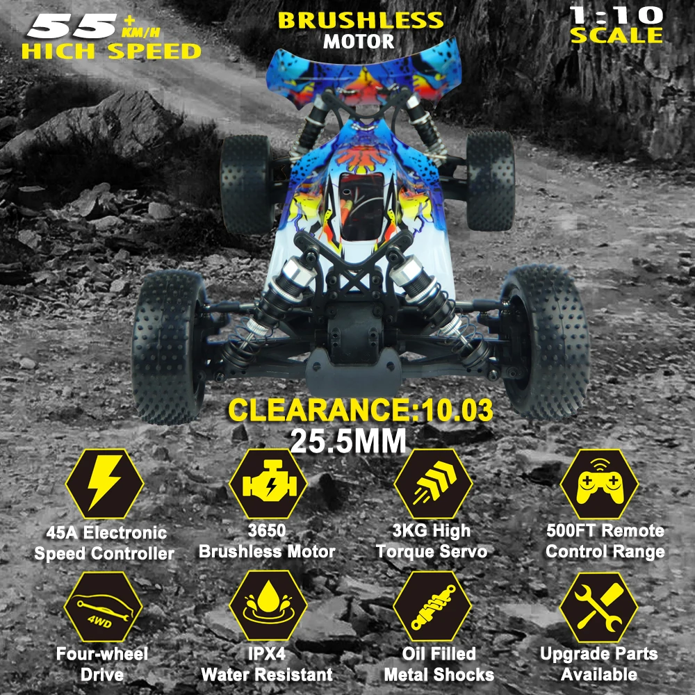 Professionale Ad Alta Velocità VRX Racing RH1017 Buggy Scala 1/10 4WD Elettrico Brushless Rc Auto Giocattolo di Vendita Calda per I Bambini Adulti