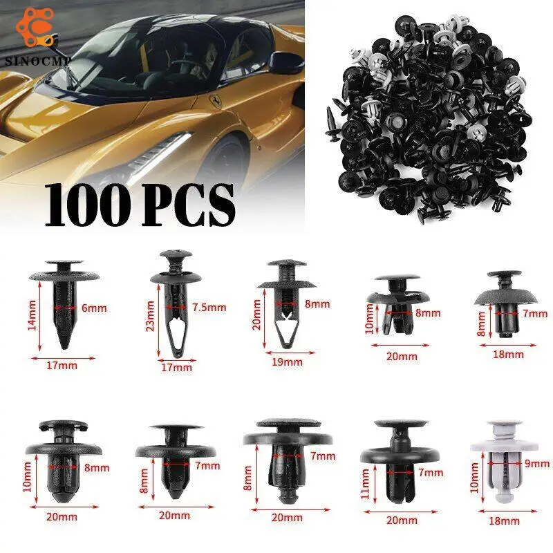 

100Pcs Trunk Screw Rivets Set Car Bumper Fender Fastener Clips Auto Plastic Fastener Clips Car Fastener Accessories