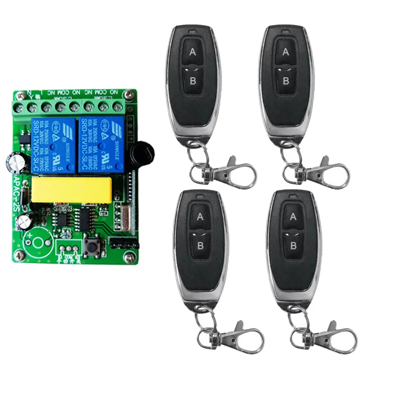 433mhz Rf Remote Control Relay 220V 2CH Radio Receiver and Universal Transmitter,for Control Garage Door Led Home Appliance