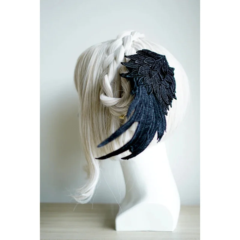 手作りコスプレゴシックロリータ天使の羽ヘアピン悪魔頭飾り原宿ホーン刺繍羽ヘアクリップアニメアクセサリー