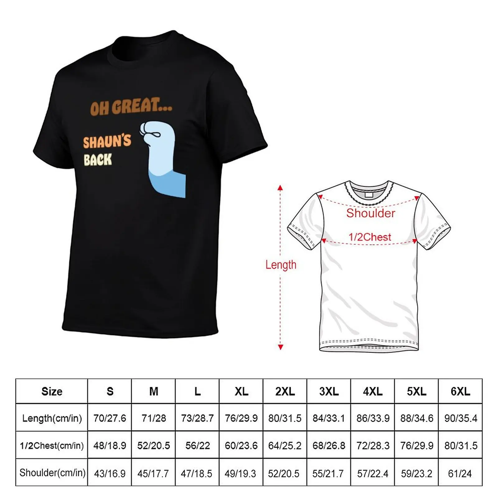Shaun's Back T-Shirt Big Size Simple T-Shirt